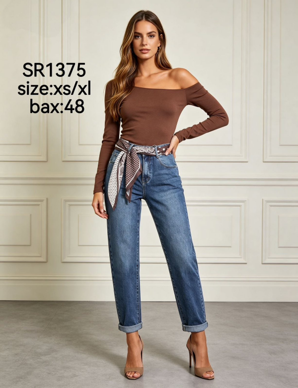 Spodnie damskie jeansy Roz XS-XL, 1 Kolor Paczka 12 szt